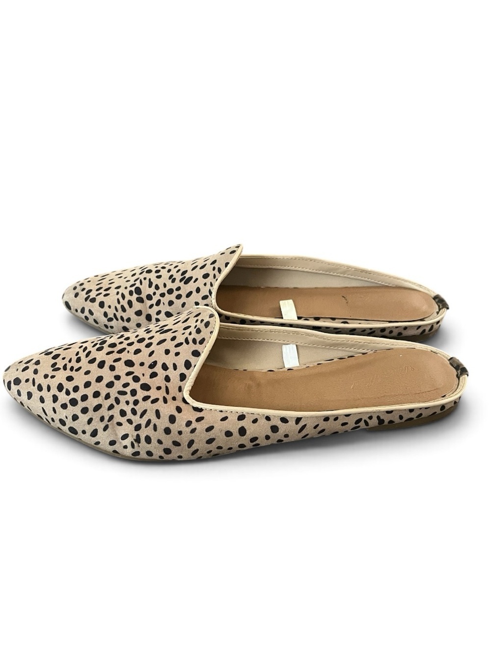 Universal Thread Leopard Print Mule Flats Beige Black Size 10